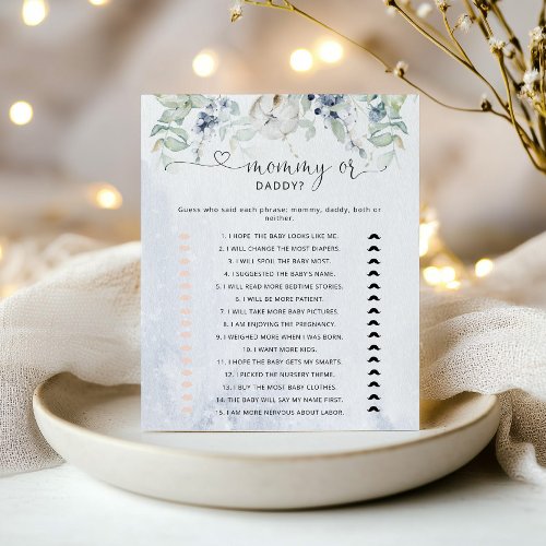 Winter mommy or daddy baby shower game