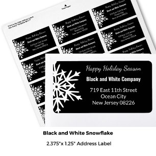 Winter Monochrome Black & White Snowflake Address Label