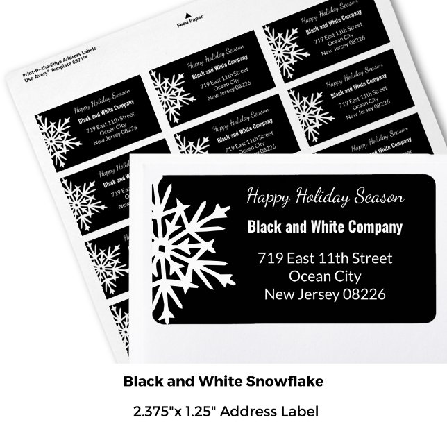 Winter Monochrome Black & White Snowflake Address Label (Creator Uploaded)