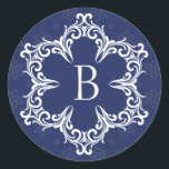 Winter Monogram B Sticker in Navy<br><div class="desc">Winter Monogram B Sticker in Navy Blue</div>