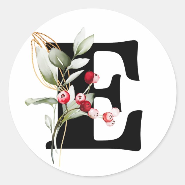 winter MONOGRAM Bulgarian Cyrillic alphabet  Class Classic Round Sticker (Front)