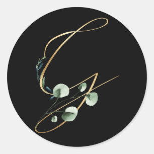 winter monogram letter xmas classic round sticker