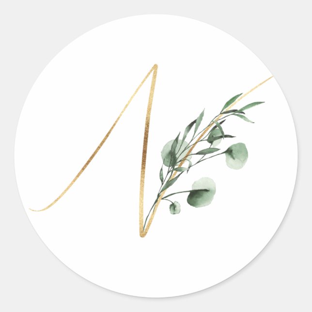 winter monogram xmas letter N Classic Round Sticker (Front)