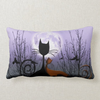 Winter Moon & Cats In Love Lumbar Pillow
