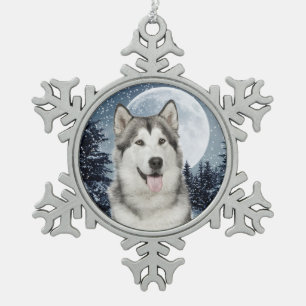 Winter Moon Husky Christmas Ornament