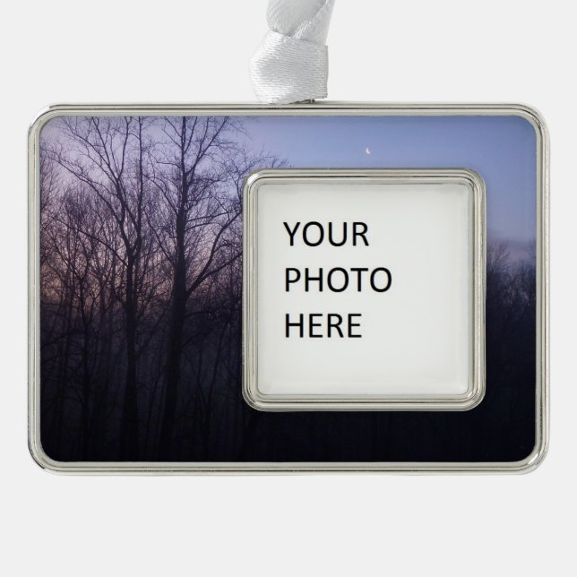 Winter Moon Morning Landscape Photography Christmas Ornament (Front)
