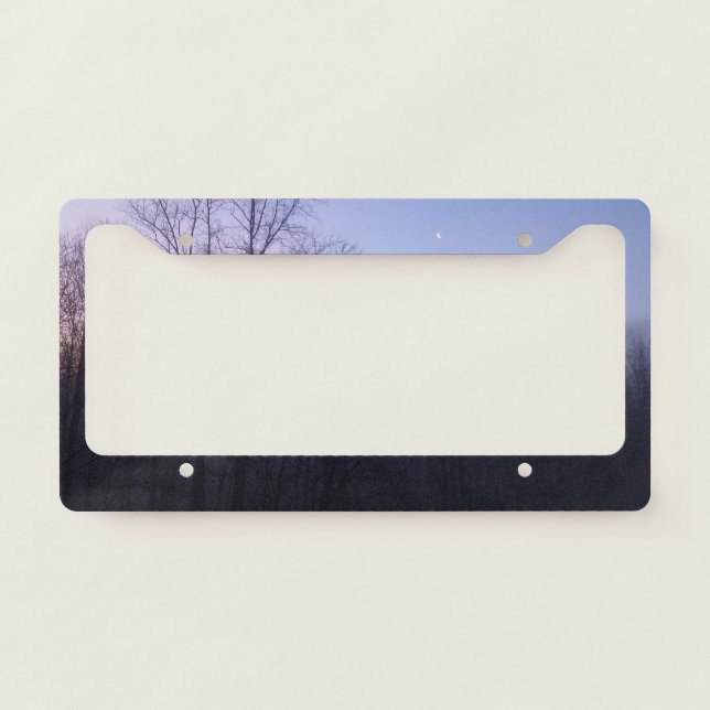 Winter Moon Morning Landscape Photography License Plate Frame (Front)