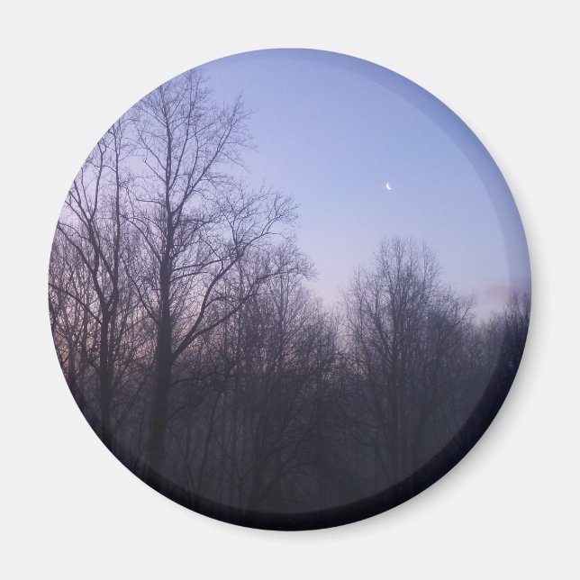 Winter Moon Morning Landscape Photography Magnet (Front)