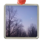 Winter Moon Morning Landscape Photography Metal Ornament