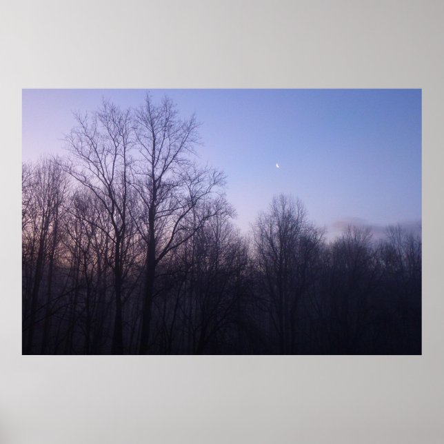 Winter Moon Morning Landscape Photography Poster (Front)