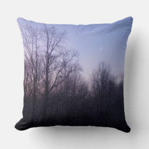 Winter Moon Morning Landscape Photography Throw Pillow