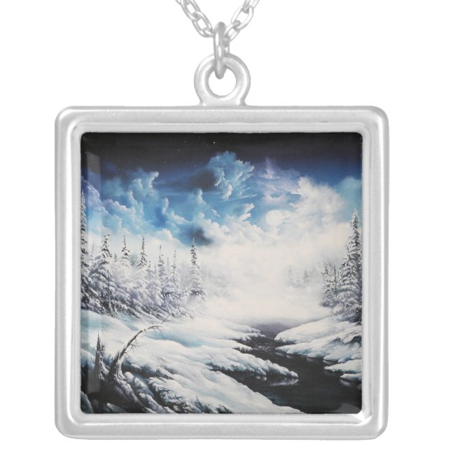 Winter Moon on Sterling Silver Necklace (Front)