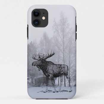 Winter Moose Iphone 11 Case by AnimalHijinx at Zazzle