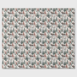 Winter Moose Forest Watercolor Wrapping Paper