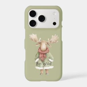 Winter Moose Red Scarf Green Coat iPhone 17 Pro Case