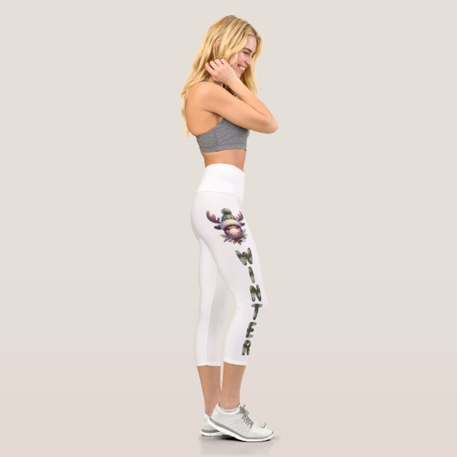 Winter Moose Theme Capri Leggings (Right)