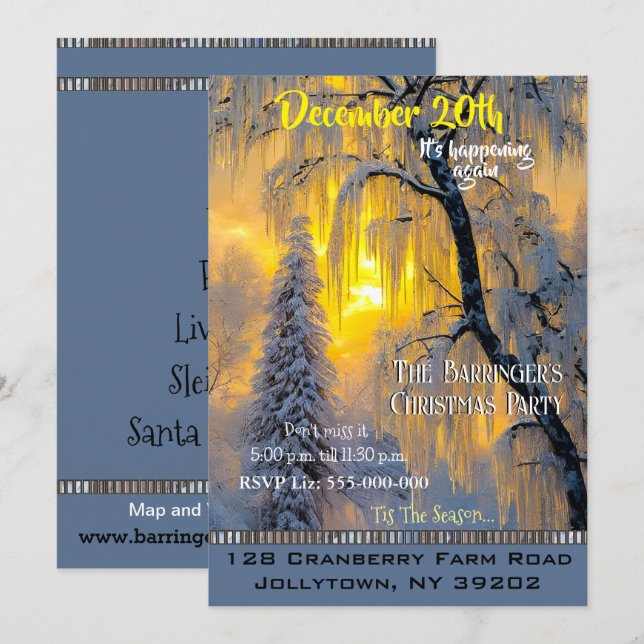 Winter Morning Beautiful Christmas Party Invite (Front/Back)
