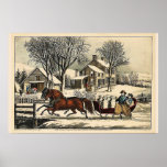Winter Morning In The Country Currier &amp; Ives Poster at Zazzle