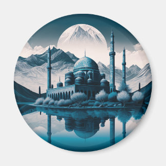 Winter Mosque Masjid Lake Theme Fridge Magnet