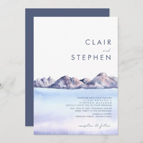 Winter Mountain All In One Wedding Invitation