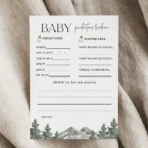 Winter Mountain Baby Shower Predictions and Advice Invitation