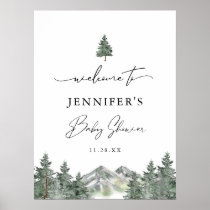 Winter Mountain Baby Shower Welcome Digital Sign