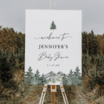 Winter Mountain Baby Shower Welcome Sign
