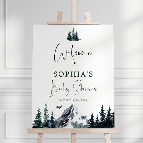 Winter Mountain Baby Shower Welcome Sign