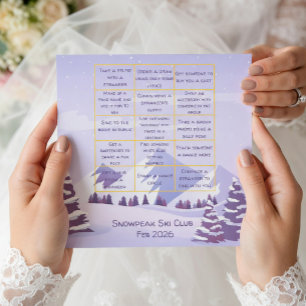 Winter Mountain Bachelorette Party Bingo Game Card