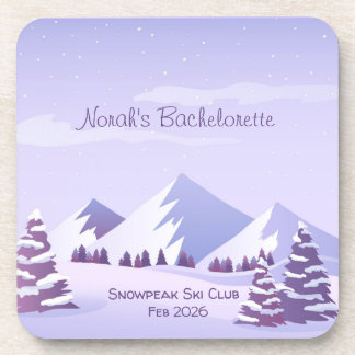 Winter Mountain Bachelorette Weekend Custom Beverage Coaster
