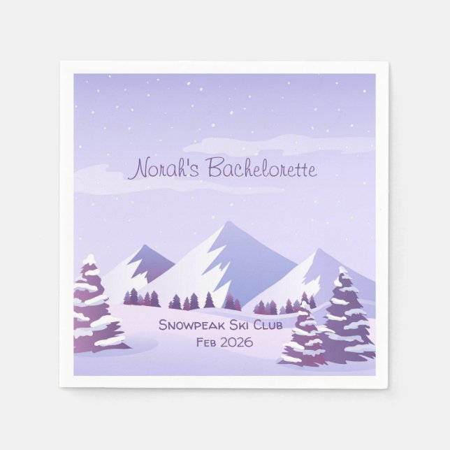 Winter Mountain Bachelorette Weekend Custom  Napkins (Front)
