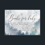 Winter Mountain Blue Snowflakes Book Request Enclosure Card<br><div class="desc">Rustic baby shower book request card featuring watercolor illustration of snowy mountain with pine tree forest and blue snowflakes. The card asks guests to bring in a new or used children's book instead of a card.</div>