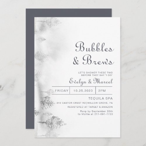 Winter Mountain Bubbles  Brews Bridal shower  Invitation