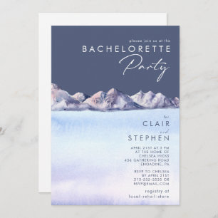 Winter Mountain Evening Bachelorette Party Invitation