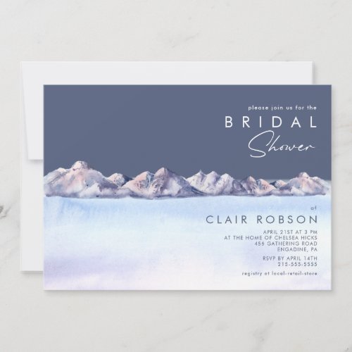 Winter Mountain Evening Bridal Shower Invitation