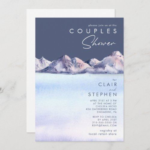 Winter Mountain Evening Couples Shower Invitation