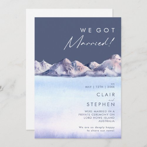 Winter Mountain Evening Elopement Announcement