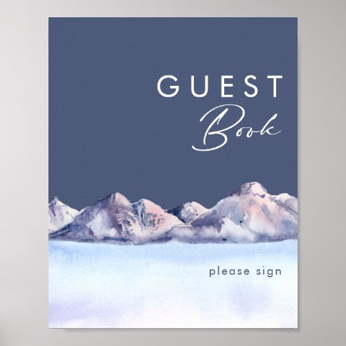 Winter Mountain Evening Guest Book Sign