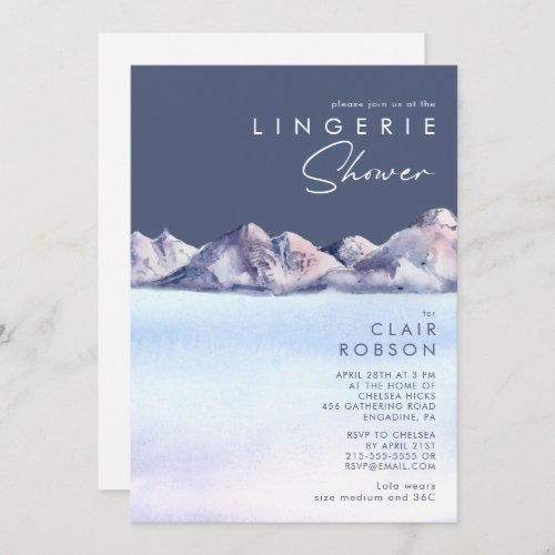 Winter Mountain Evening Lingerie Shower Invitation