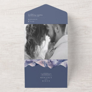 Winter Mountain Evening Photo Seal and Send All In One Invitation