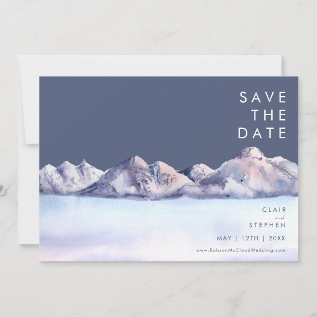 Winter Mountain Evening Save The Date (Front)