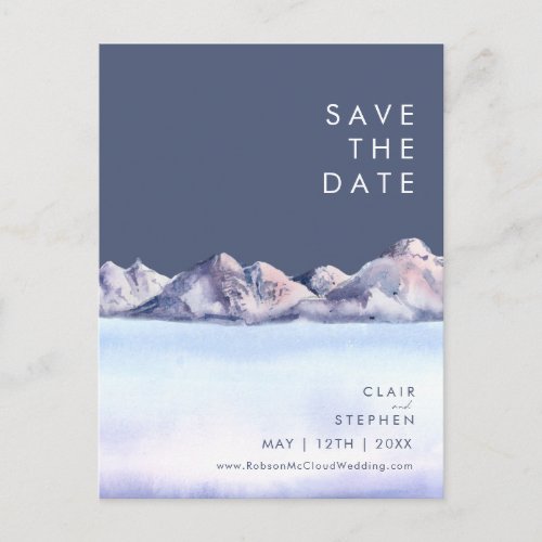 Winter Mountain Evening Save The Date Postcard