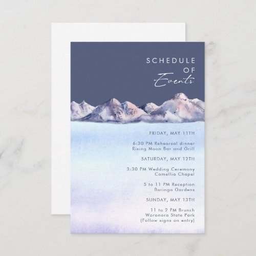 Winter Mountain Evening Schedule of Events Enclosure Card
