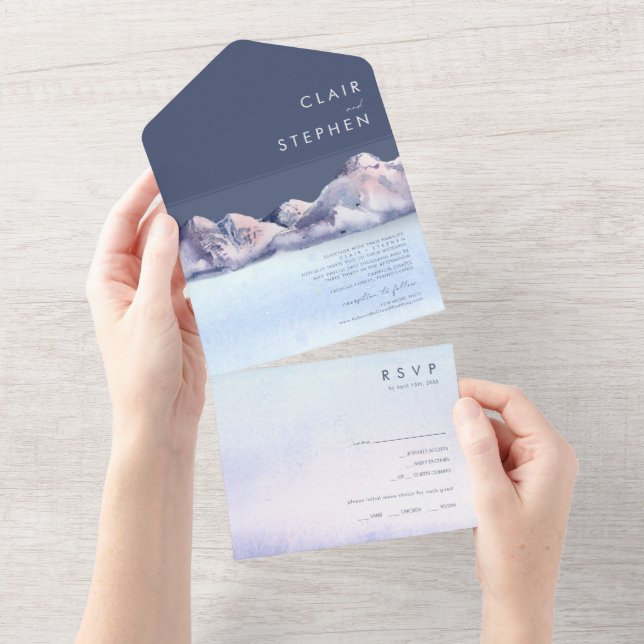 Winter Mountain Evening Seal and Send All In One Invitation (Tearaway)