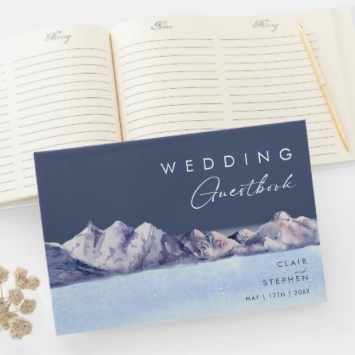 Winter Mountain Evening Wedding Guest Book