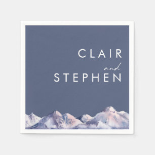 Winter Mountain Evening Wedding Napkins