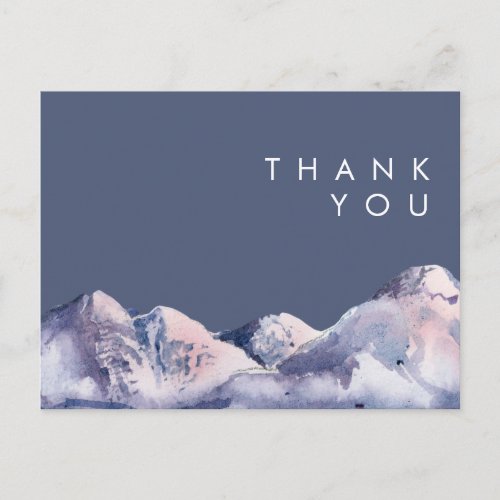 Winter Mountain Evening Wedding Thank You Postcard