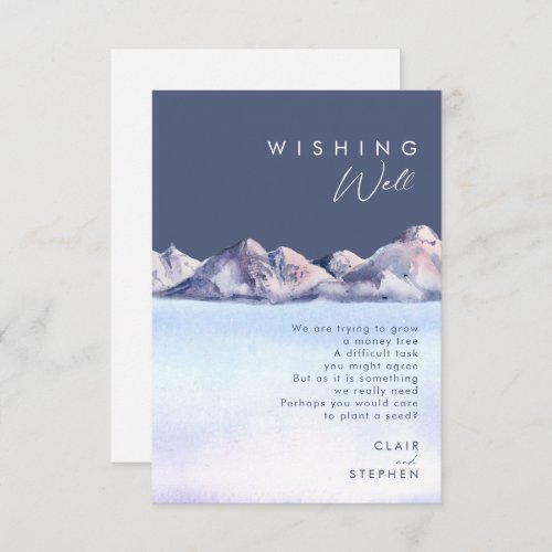 Winter Mountain Evening Wedding Wishing Well Enclosure Card