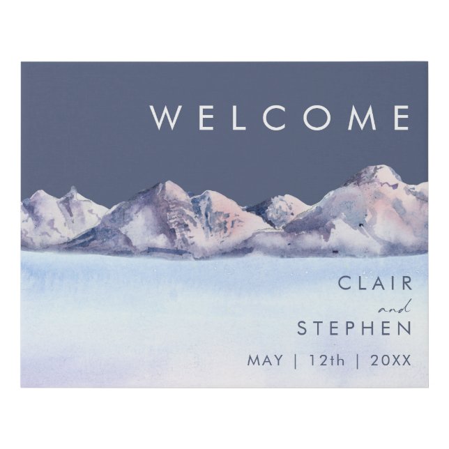 Winter Mountain Evening Welcome Faux Canvas Print (Front)