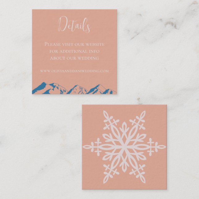 Winter Mountain Flowers Wedding Details Card (Front/Back)
